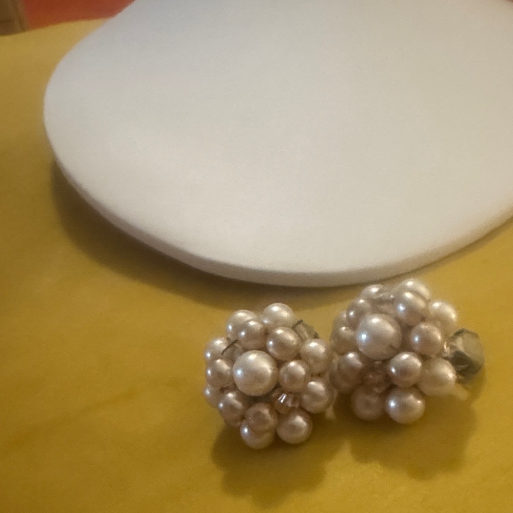 Classic Faux Pearl Cluster Clip-On Earrings